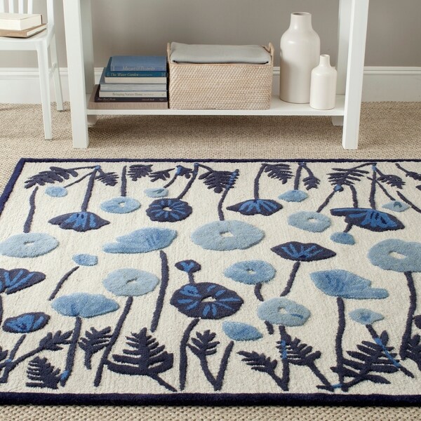 Martha Stewart by Safavieh Poppy Glossary Azurite Blue Wool/ Viscose Rug - 8' x 10'