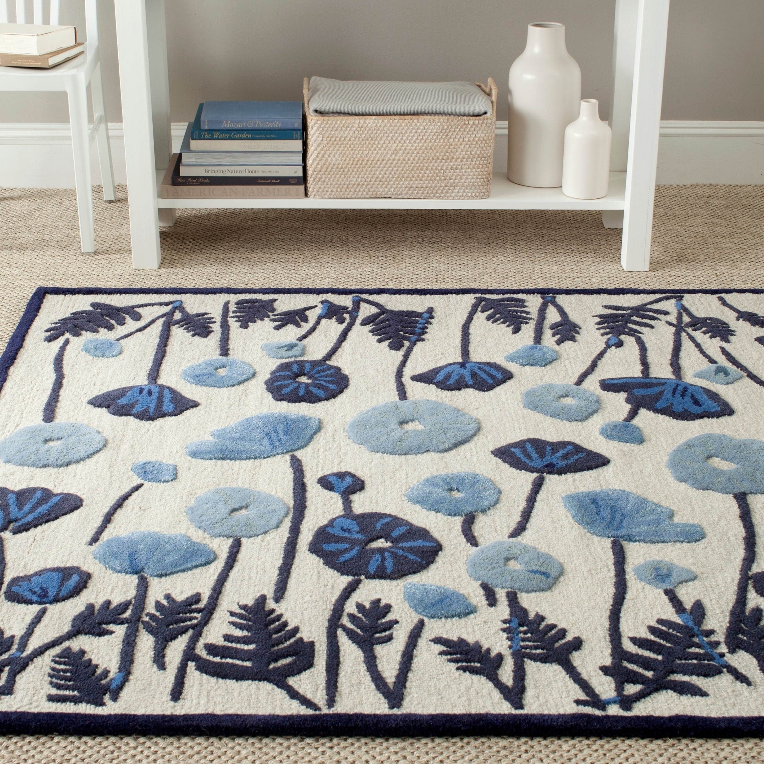 Martha Stewart Poppy Glossary Azurite Blue Wool/ Viscose Rug (9 X 12)