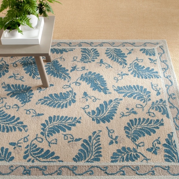Martha Stewart by Safavieh Fern Frolic Plumage Blue Wool Rug - 9' x 12'