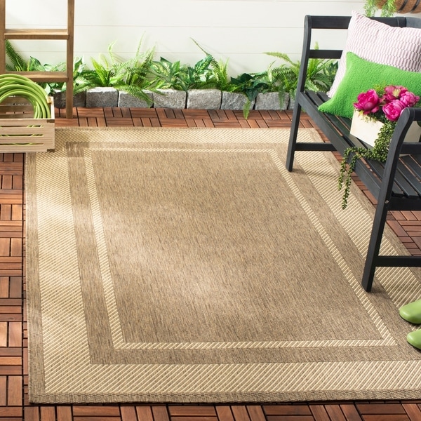 Martha Stewart by Safavieh Color Frame Coffee/ Sand Indoor/ Outdoor Rug - 8' x 11'2