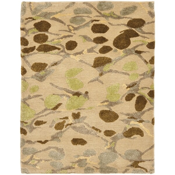 Martha Stewart by Safavieh Abstract Trellis Sprout Green Silk/ Wool Rug ...