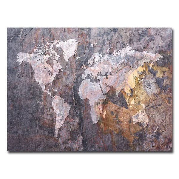 Shop Michael Tompsett 'World Map- Rock' Canvas Art - Multi - Free ...