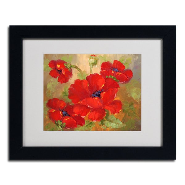 Rio 'Poppies' Horizontal Framed Matted Art Trademark Fine Art Canvas