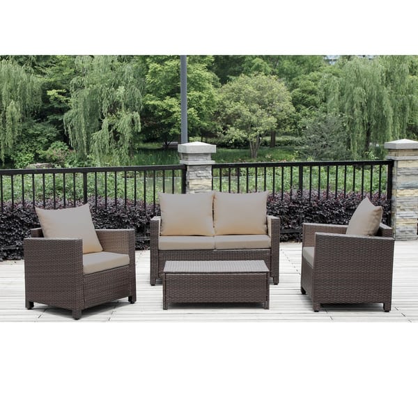 Portfolio Kenyon Valley Brown Wicker Indoor/Outdoor 4-piece Loveseat