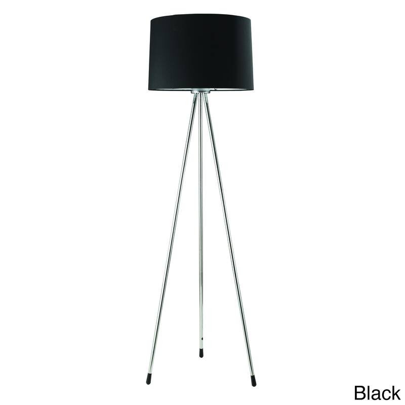 Chrome 3-legged Floor Lamp - Black