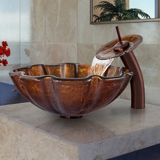 Sink Faucet Sets Bathroom Sinks The Best Deals For Sep Vigo Walnut Shell Gl Vessel Sink And Waterfall Faucet Set In Oil Rubbed Bronze