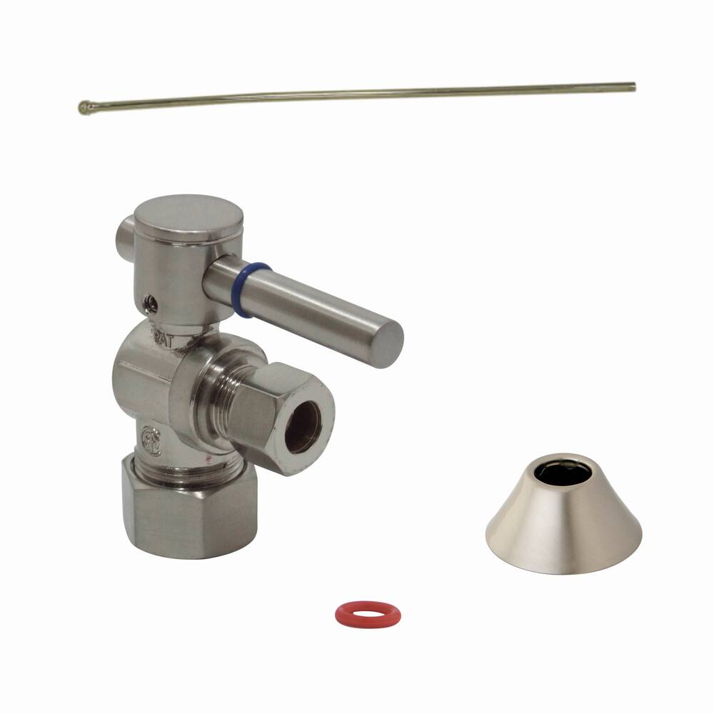 Decorative Solid Brass Brushed Nickel Toilet Supply Kit - Silver