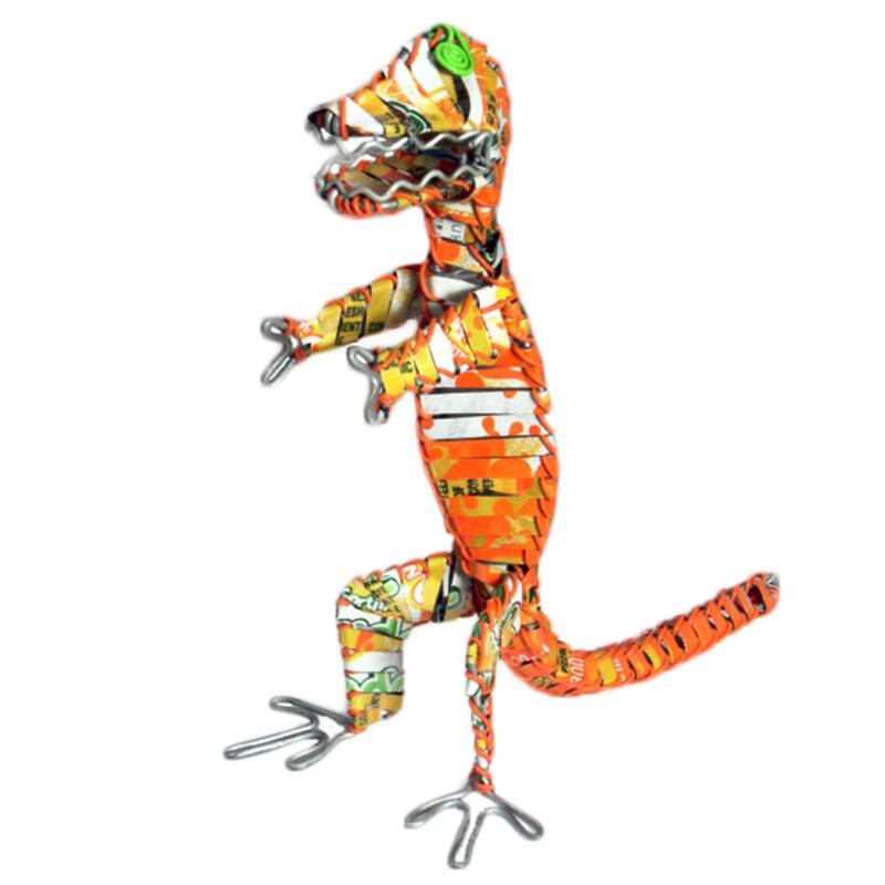 Handmade Recycled Tin Can Dinosaur (Kenya) - Orange