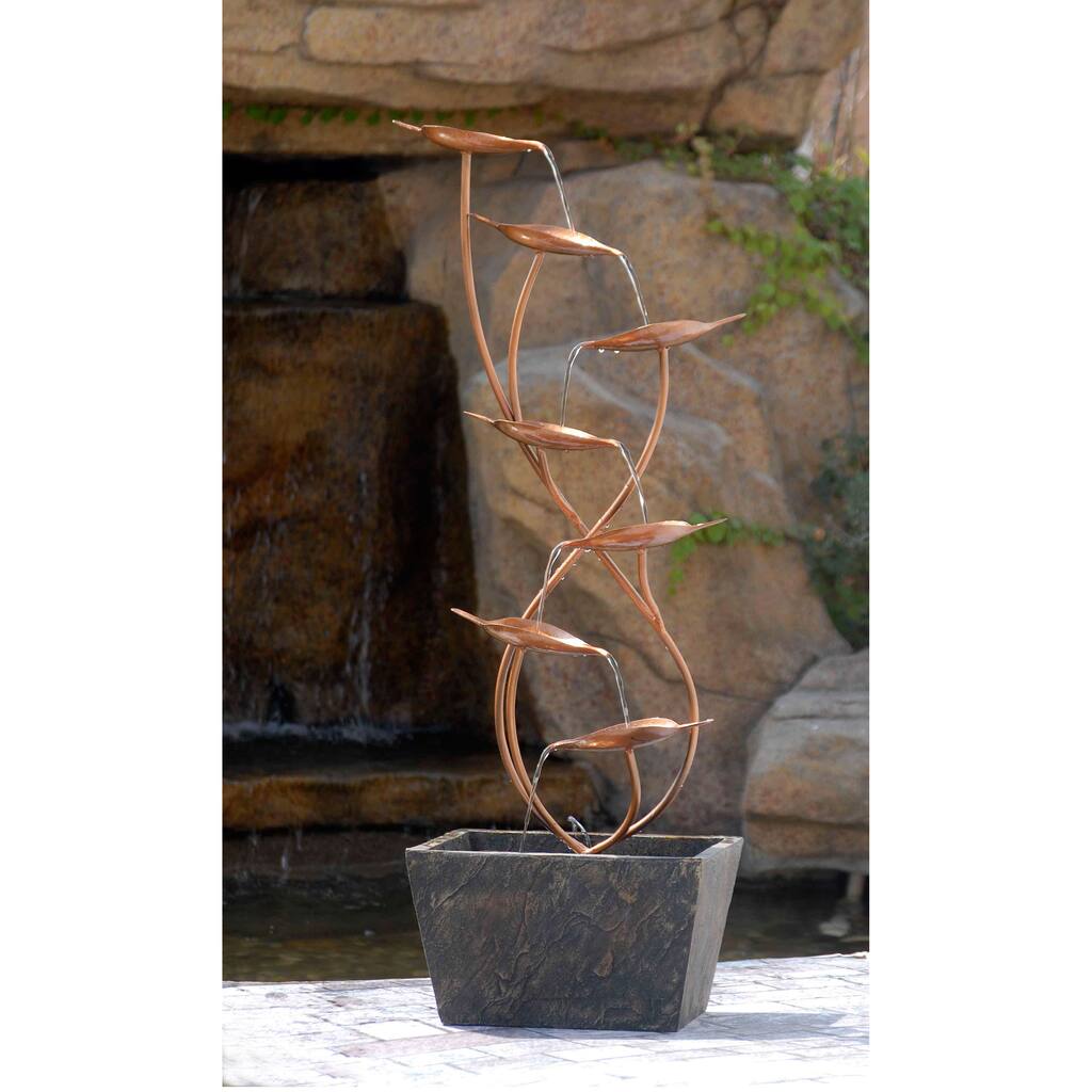 Metal Leaves Cascade Indoor/ Outdoor Floor Water Fountain
