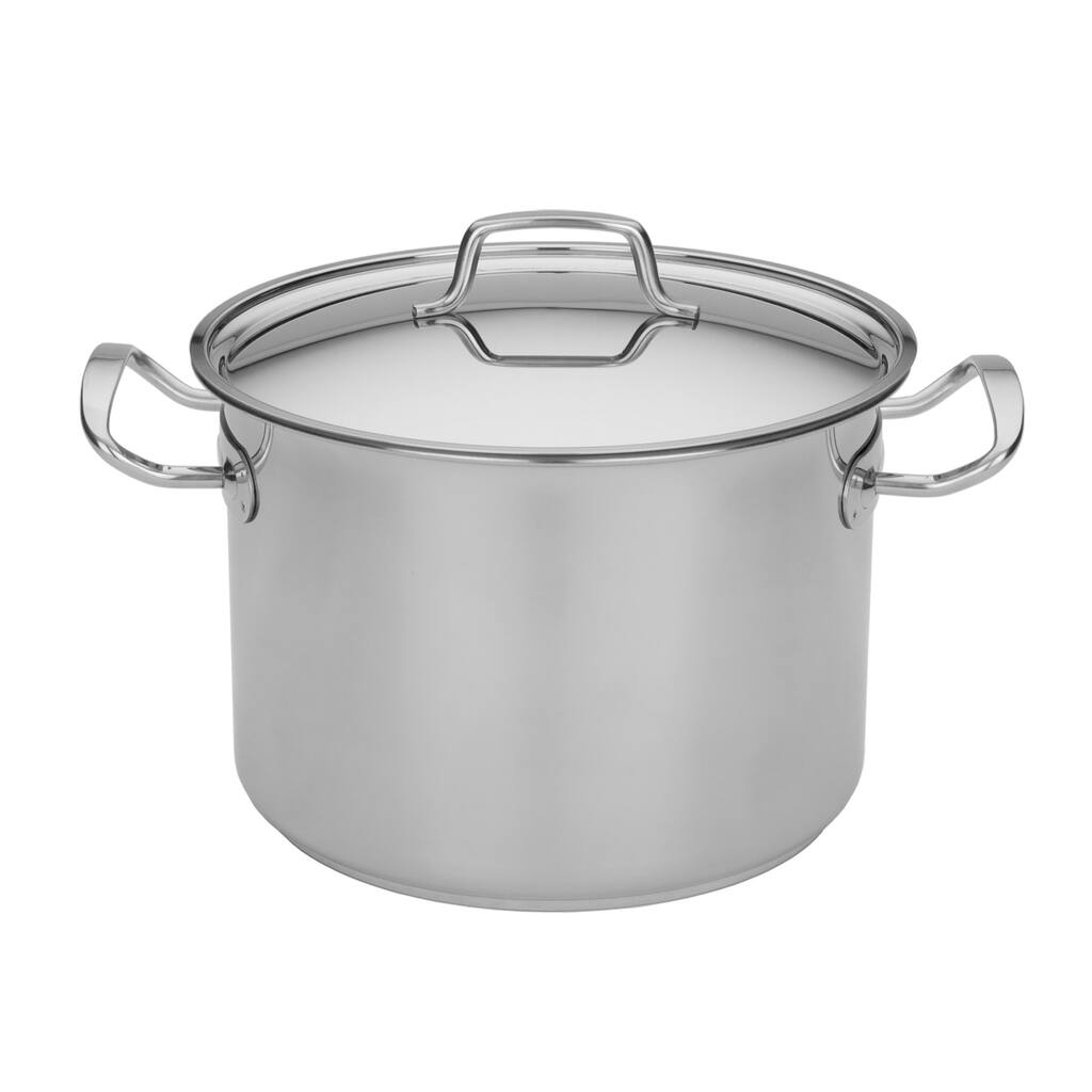 MIU Silver 8-quart Stock Pot with Tri-Ply Stainless Steel/ Aluminum Base
