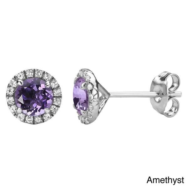 Gemstar Jewellery Round Blue Sapphire & White Simulated Diamond 18k Rose Gold Plated Halo Stud Earrings Gemstar Jewellery Round Blue Sapphire & White Simulated Diamond 18k Rose Gold Plated Halo Stud Earrings