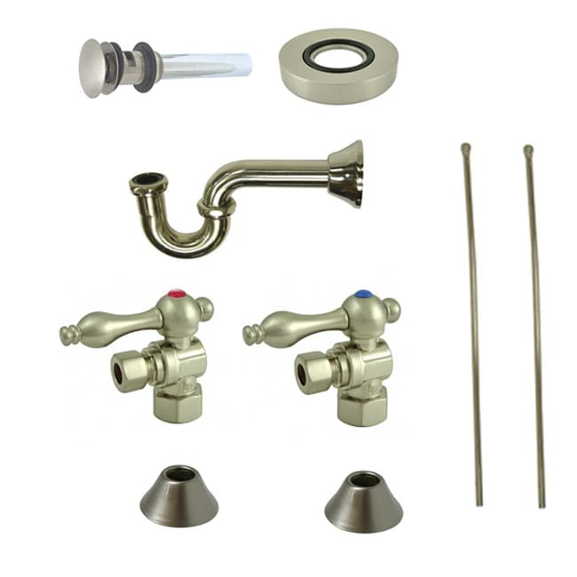 Decorative Vessel Sink Satin Nickel Plumbing Supply Kit With Overflow Hole