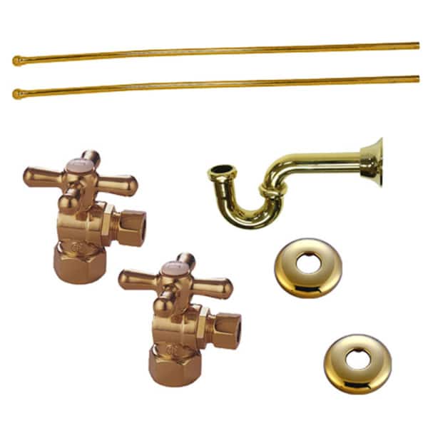 Decorative Polished Brass Plumbing Supply Kit (Drain, Shut-off Valves and Supply Lines)