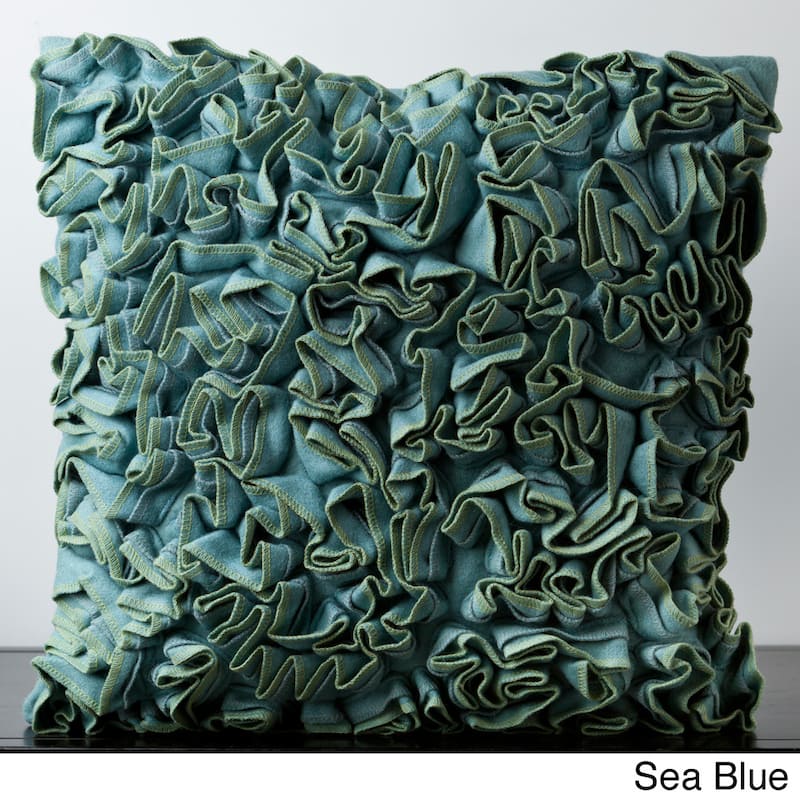 Floral Ambrose Ruffled Feather Down Filled or Poly Filled Decorative Throw Pillow - Blue - Medium - Down - 18 x 18