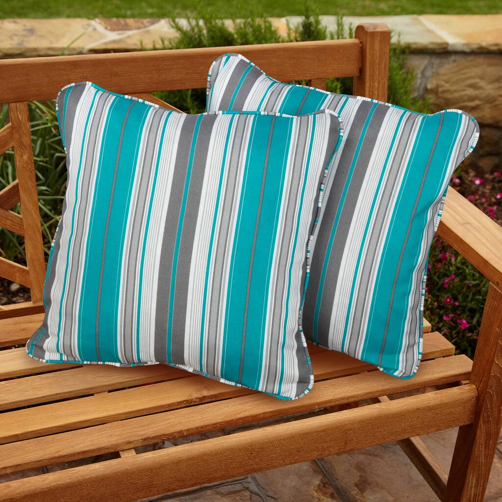 Tropic Stripe Square Corded Outdoor Pillows (Set of 2)