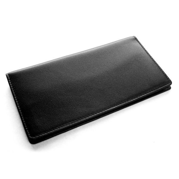Black Leather Checkbook Cover Wallet - 15262677 - Overstock.com ...