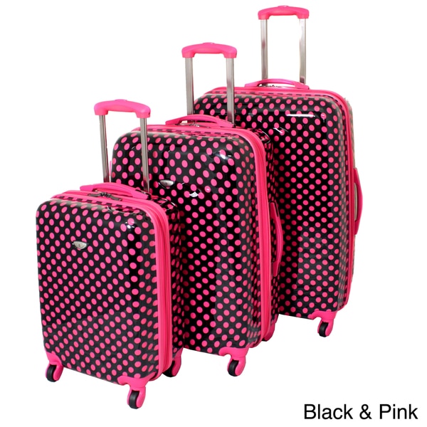 American Travel 3 piece Polka Dot Expandable Lightweight Hardside