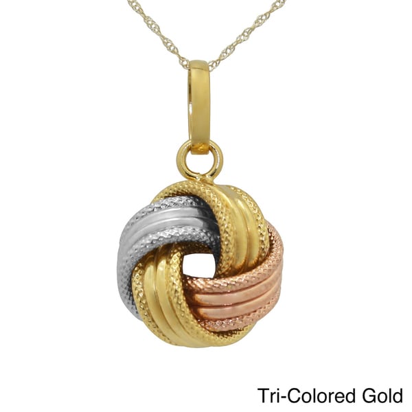 Gioelli Gioelli 14k Gold Textured Large Love Knot Necklace