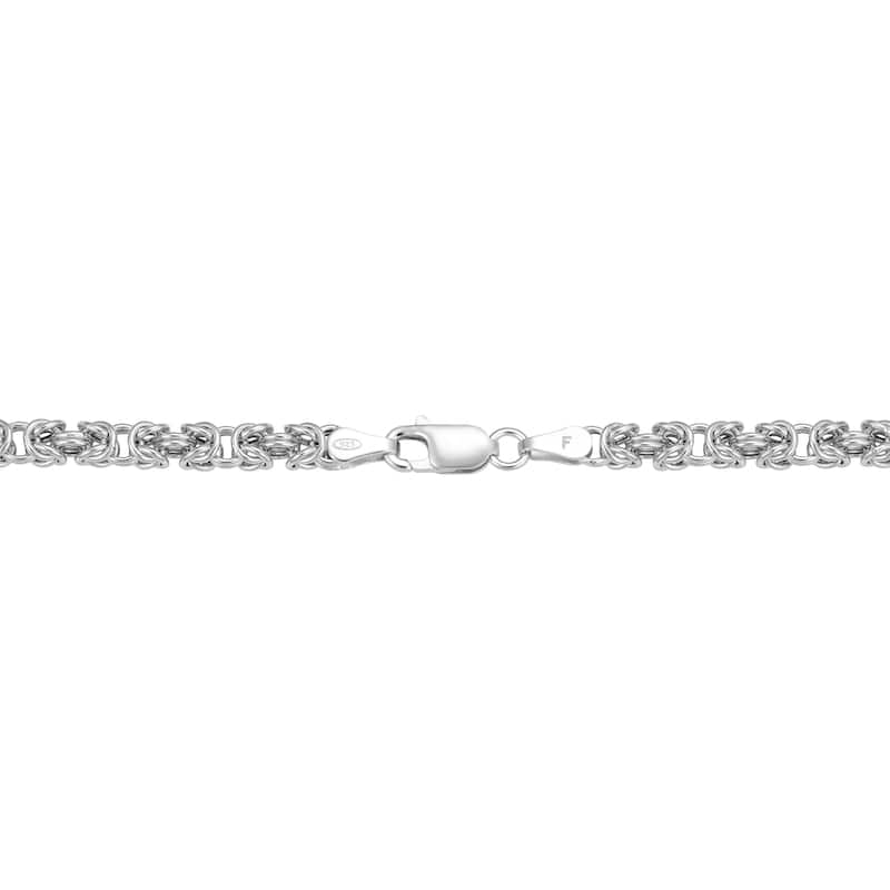 Fremada Rhodium Plated Sterling Silver 3.5 millimeters Byzantine Necklace