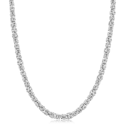 Fremada Rhodium Plated Sterling Silver 3.5 millimeters Byzantine Necklace