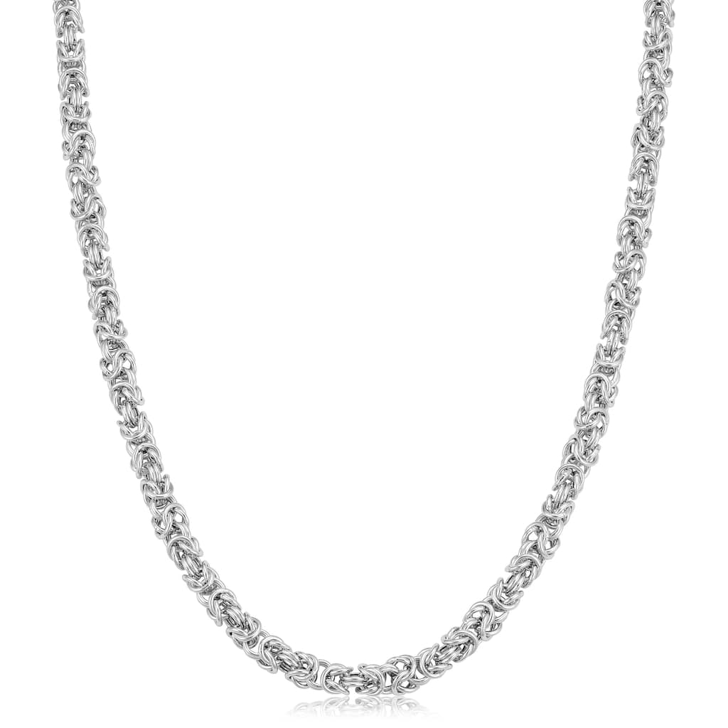 Fremada Rhodium Plated Sterling Silver 3.5 millimeters Byzantine Necklace