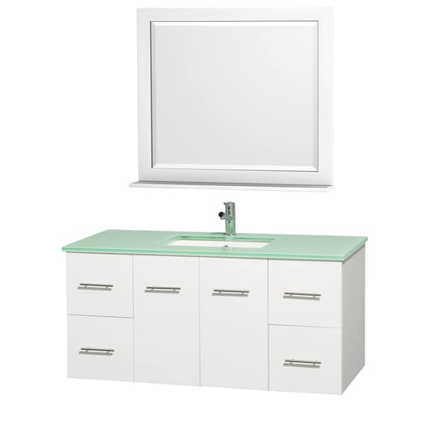 Centra White/ Green Glass 48 inch Single Bathroom Vanity Set