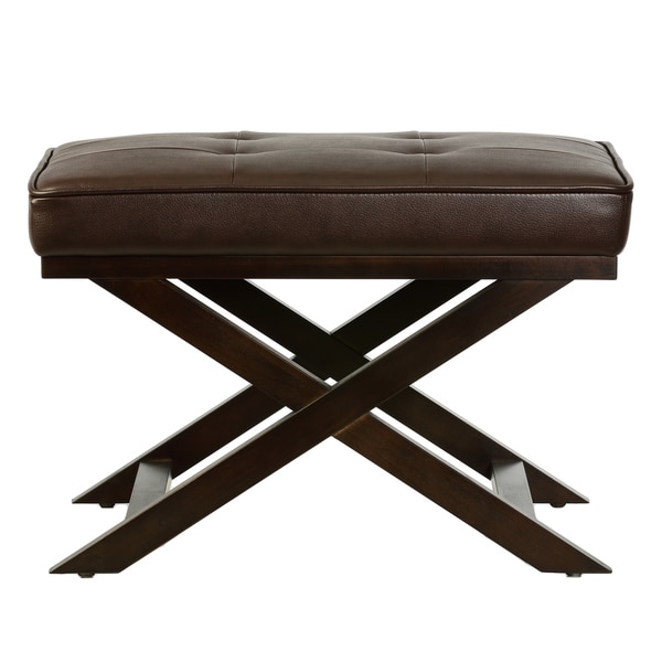 Shop Cortesi Home Ari Brown Faux Leather Ottoman - Free Shipping Today ...