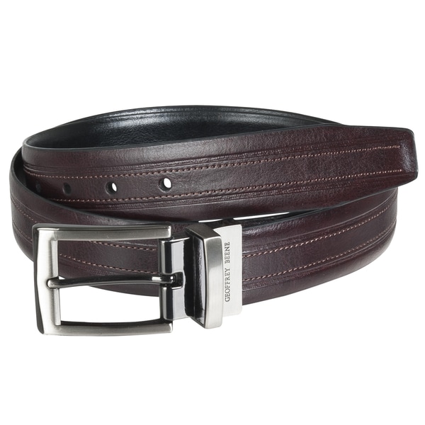 Geoffrey Beene Men's Reversible Topstitched Leather Belt Geoffrey Beene Men's Belts