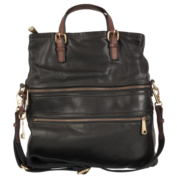 Fossil 'Explorer' Black Leather Tote Bag - Free Shipping Today ...