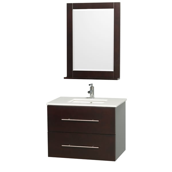 Centra Espresso/ White 30 inch Single Bathroom Vanity Set Wyndham Collection Bath Vanities