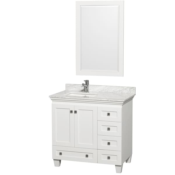 Acclaim White/ Carrera Marble 36 inch Single Bathroom Vanity Set Wyndham Collection Bath Vanities