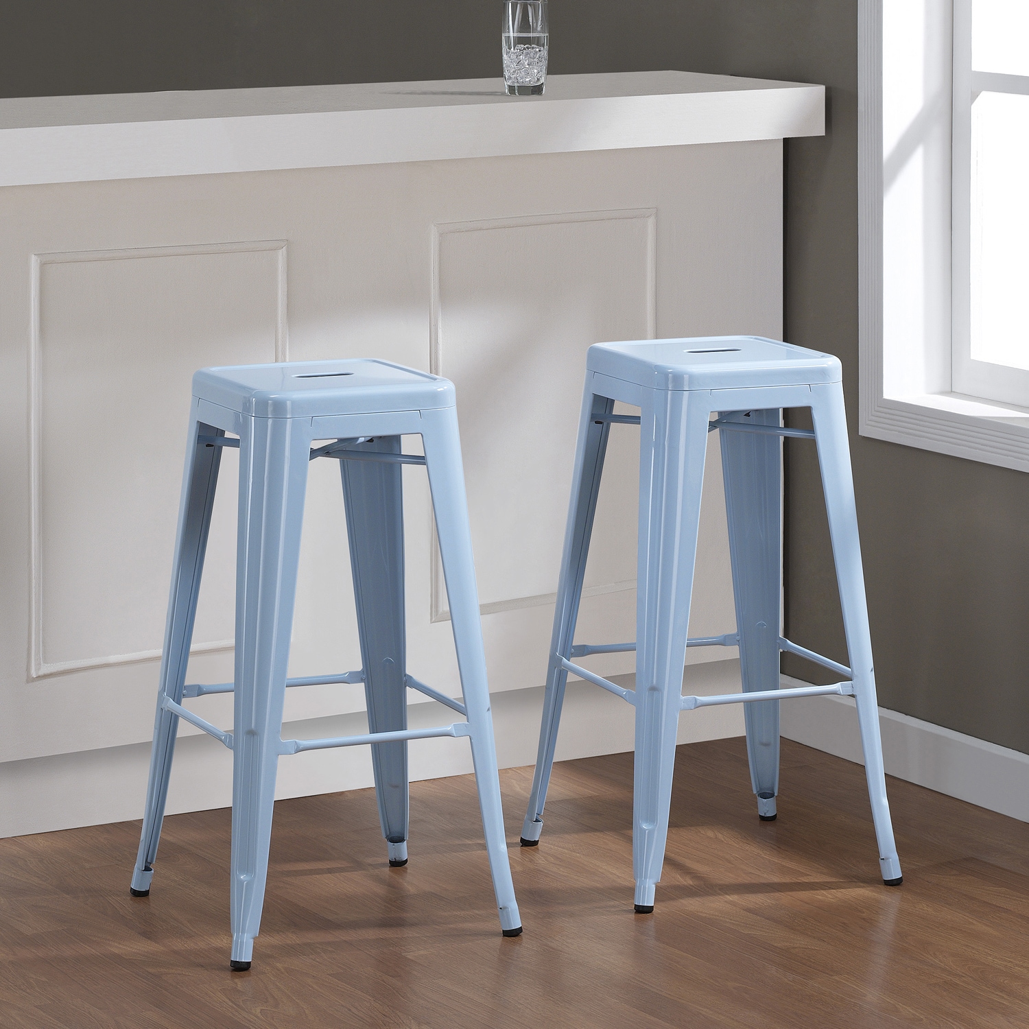 Tabouret 30 inch Blue Bar Stools (set Of 2)