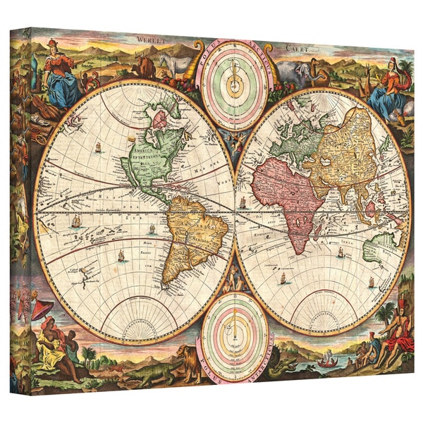 Map Of The World Daniel Daniel Stoopendaal '1730 Map of the World' Gallery Wrapped Canvas