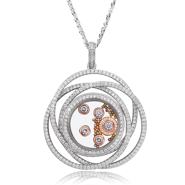 De Buman Two tone Silver Cubic Zirconia and Crystal Eternity Necklace De Buman Cubic Zirconia Necklaces