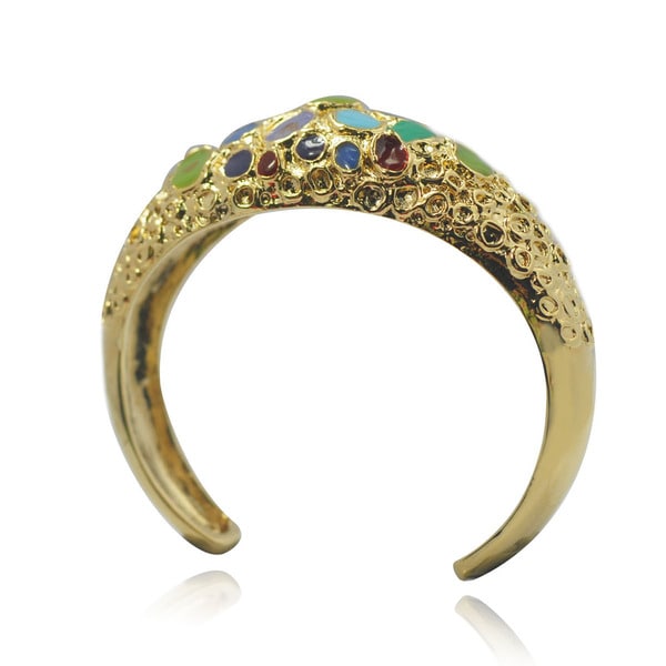 De Buman 14k Goldplated Multi color Enamel Cuff Bracelet De Buman Fashion Bracelets