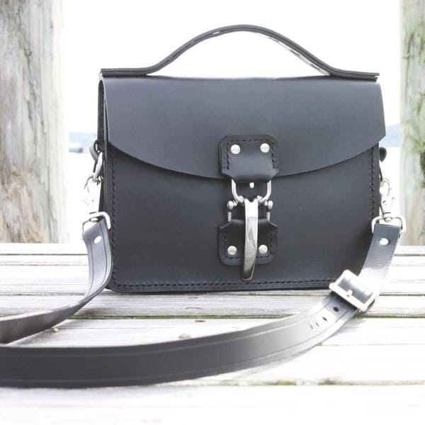 JP Marcellino Co Rand 310b Deep Black Fine Bridle Leather Crossbody/ Handbag Briefcases