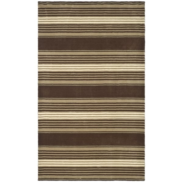 Martha Stewart Harmony Stripe Tobacco Leaf Wool Rug (8 x 10)