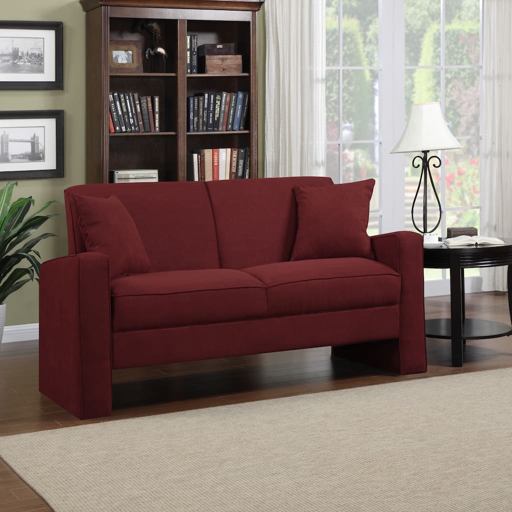 Portfolio Aviva Crimson Red Microfiber Track Arm Sofa
