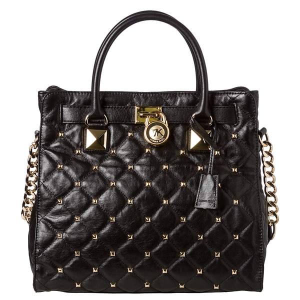 MICHAEL Michael Kors Large 'Hamilton' Black Quilted Leather Studded ...