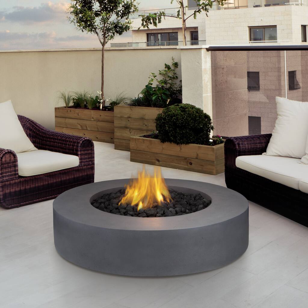 Real Flame Mezzo Round Flint Grey 42.5 in. Dia x 11.5 in. H Fire Table
