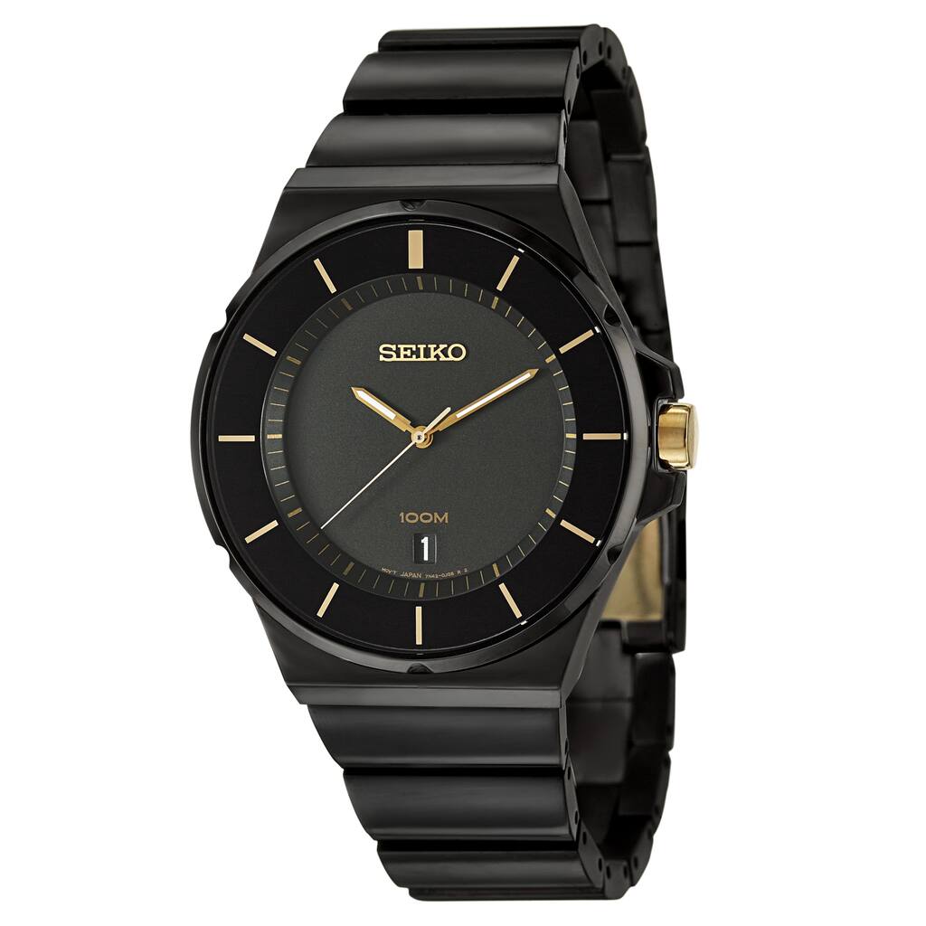Seiko Men's 'Bracelet' Black Ion-plated Watch