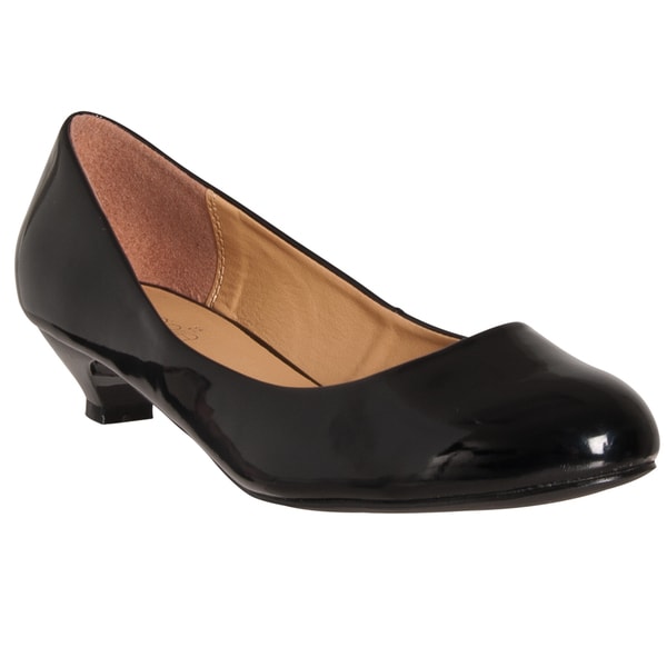 Riverberry Women's Black Patent Kitten Heel Pumps Heels