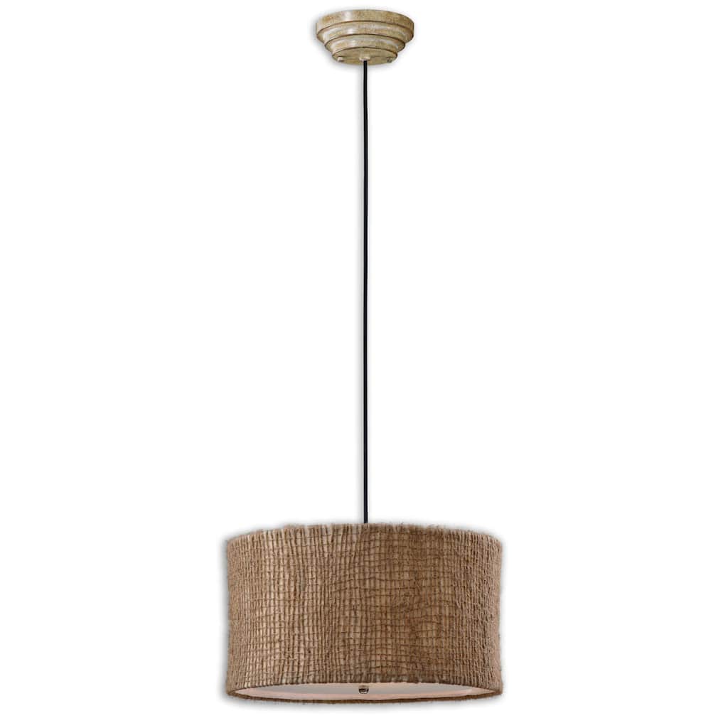 Uttermost Burleson 3-light Natural Twine Drum Pendant