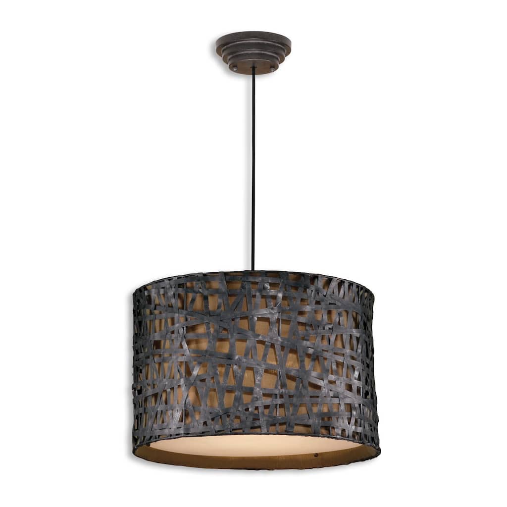 Uttermost Alita 3-light Aged Black Drum Pendant