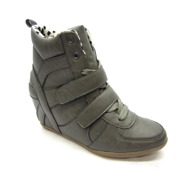 Blue Women's 'Topper' Grey Wedge Sneaker Booties Blue Wedges