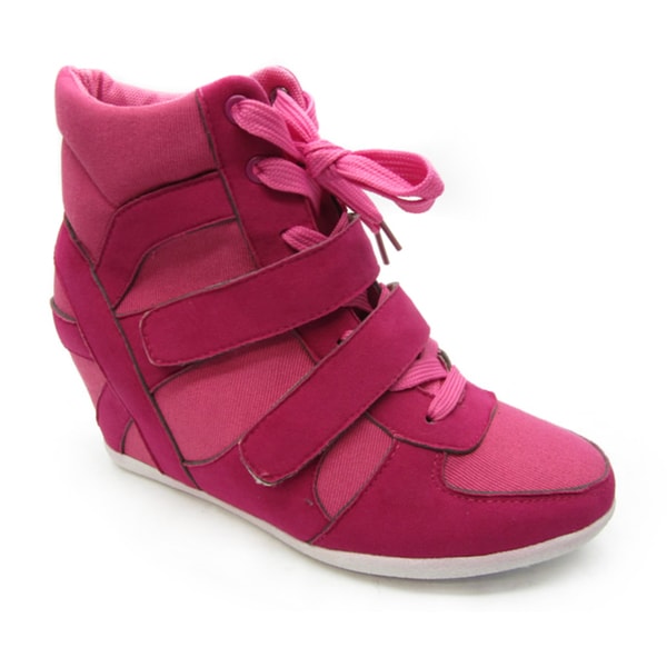 Blue Women's 'Topper 2' Fuchsia Wedge Sneaker Booties Blue Wedges