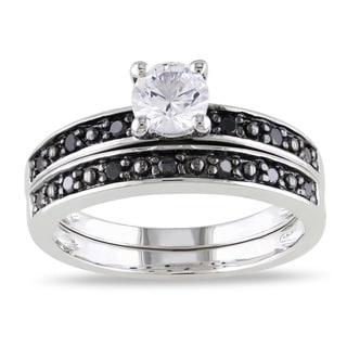 miadora sterling silver created white sapphire and 15ct tdw black diamond bridal ring set - Black Diamond Wedding Rings For Him miadora sterling silver created white sapphire and 15ct tdw black diamond bridal ring set - Black Diamond Wedding Rings For Him