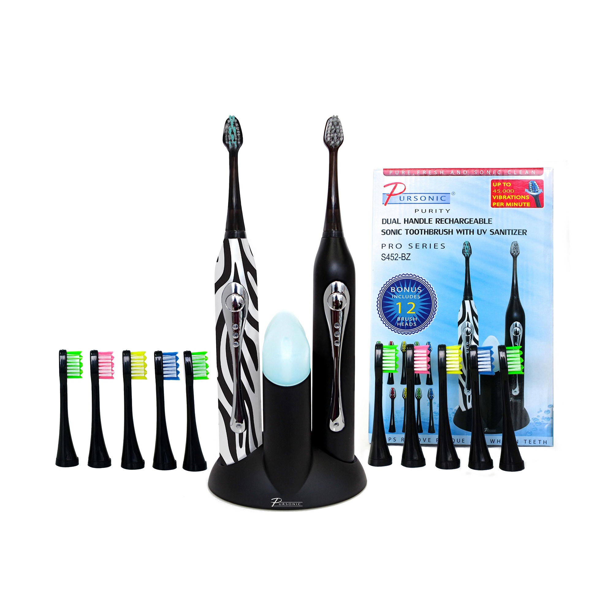 Pursonic Dual Handle Sonic Toothbrush With Uv Sanitizer