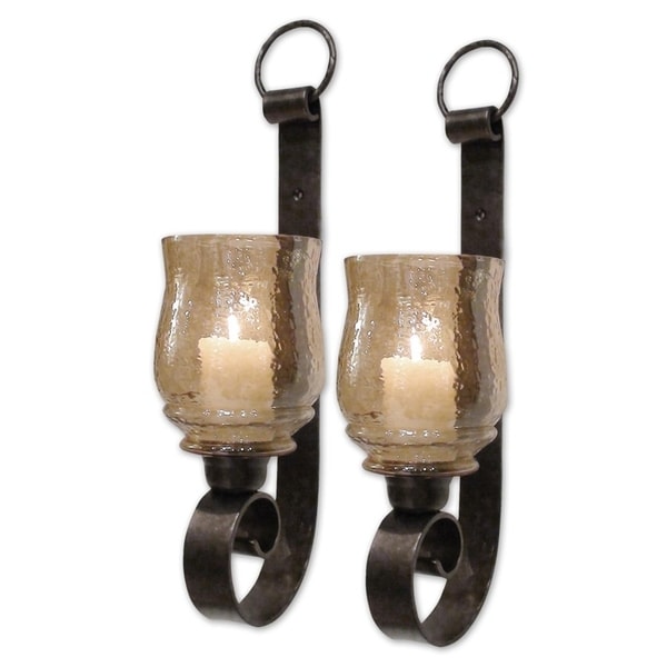 Uttermost Joselyn Antiqued Bronze Small Candle Wall Sconces Set