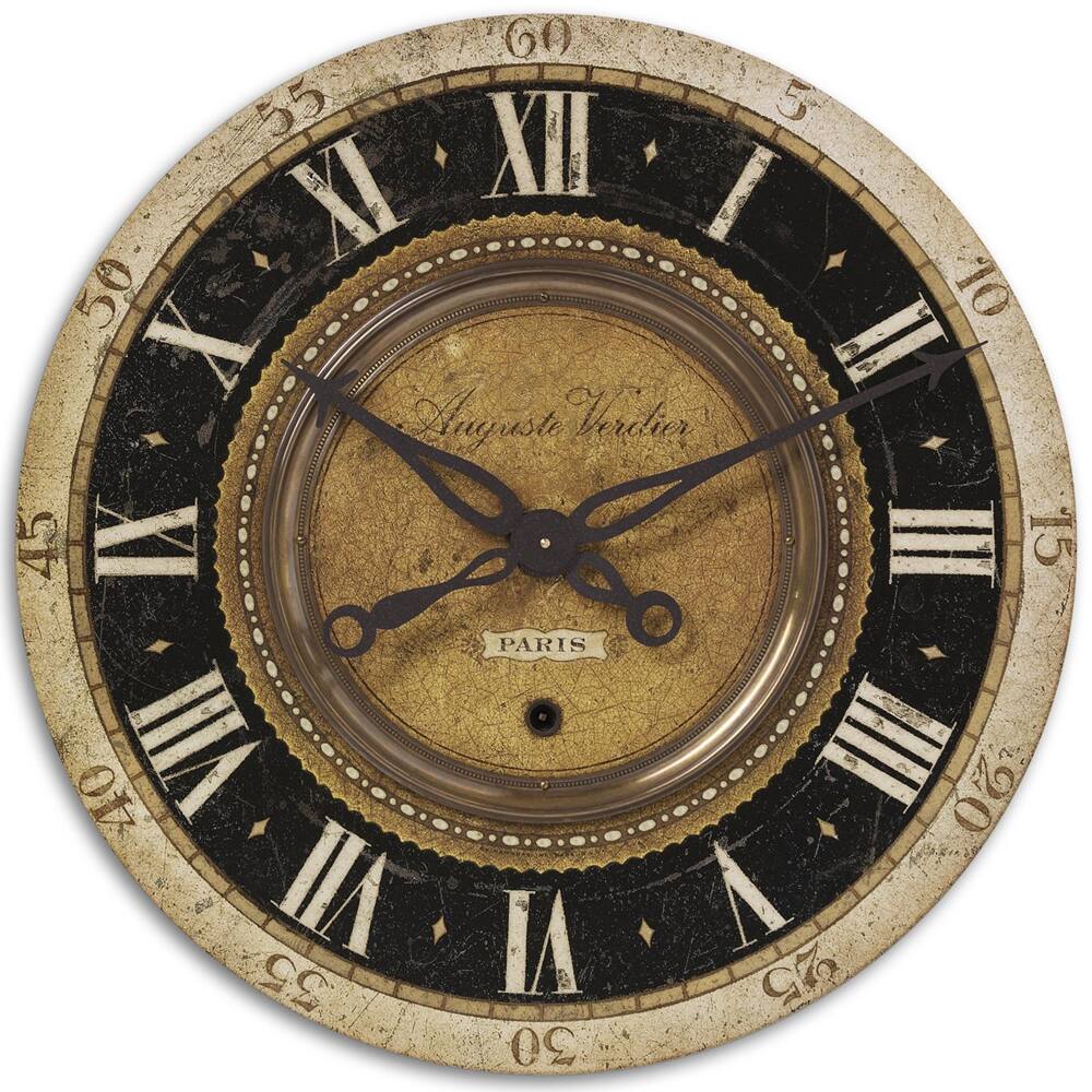 Uttermost Auguste Verdier 27-inch Antiqued Brass Wall Clock